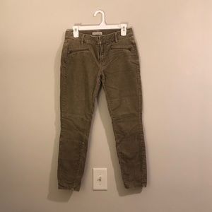 Loft modern skinny ankle corduroys -olive, sz 4